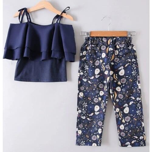Girls teens Clothing Sets 2018 Summer girls clothes suits sarafan top+floral Pants 2 Pcs clothes for girls 9 10 11 12 13 14 year