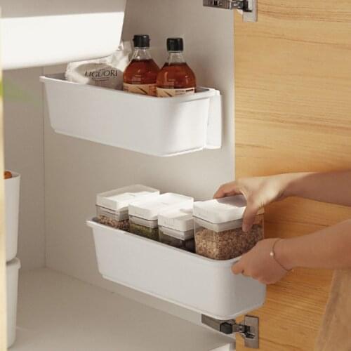Kitchen Rack Push-pull Cabinet Drawer Storage Box Wall-Mounted Cupboard Dishes Rail Spice Bottle Drawer Shelf