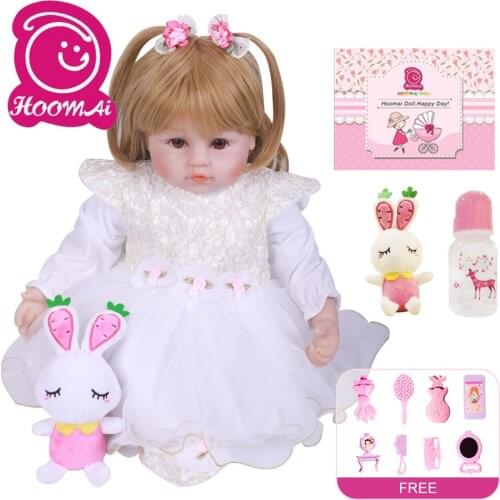 22"Cloth Body Reborn Baby Dolls Toys for Children New Fashion Realistic Lovely Adorable Cheeks Girl Wearing Dress Kit Doll Toy