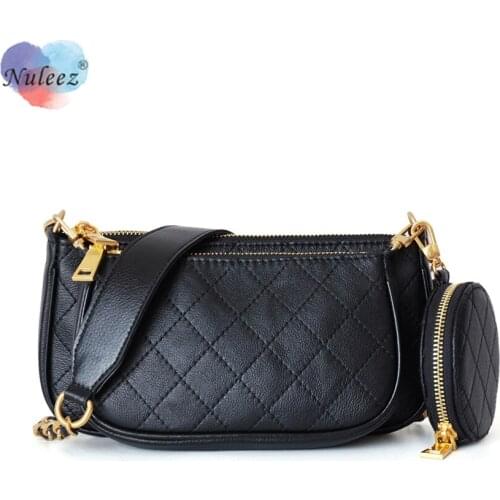 Nuleez Saddle Bag Fragrance Multi-Purpose Real Coattail Female Bag Change-able Purse Underarm Bag Middle Style Cross Chain Bag