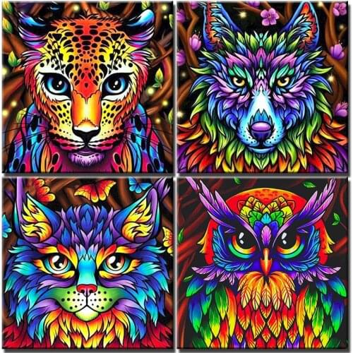 Oil Paint By Numbers Colour Animals Head Portrait Diy Paintings On Canvas With Frame Coloring For Drawing Adults Picture Decor