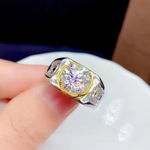 Moissanite Man ring 3CT 9*9mm jewelry Free shipping gemstone 925 sterling silver Man RING