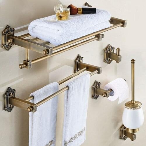 Bathroom Hardware Set Antique Bronze Finish Bathroom Accessories European style Solid Brass Wall Mount Carved Bathroom Products