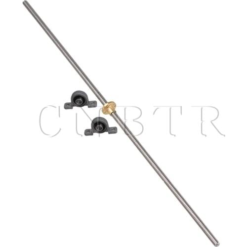 CNBTR Horizontal 8mm 500mm Length Lead Screw Rod Bearing Pillow Block Set