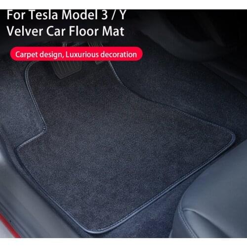 For Tesla Model 3 2021 Car Floor Mat Velvet Black Car Accessories Non-slip Waterproof Foot Mat for Tesla Model Y Dropship