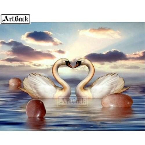 New 5d diamond painting swan love icon full square 3d diamond embroidery rhinestone mosaic crafts home decoration gift