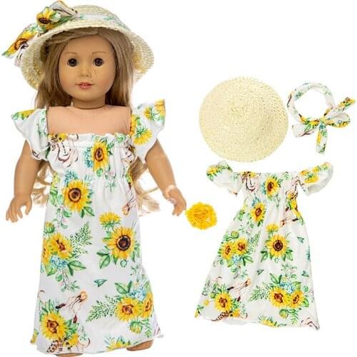 New Straw hat and skirt clothes Fit for 18 inch American Girl And Accessories Dresses (Shoes are not included)