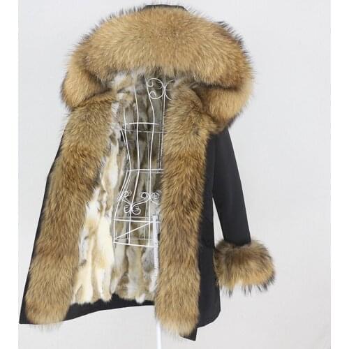 OFTBUY 2021 New Waterproof Winter Jacket Women Long Parka Real Rabbit Fur Coat Natural Raccoon Fur Collar Hood Warm Streetwear