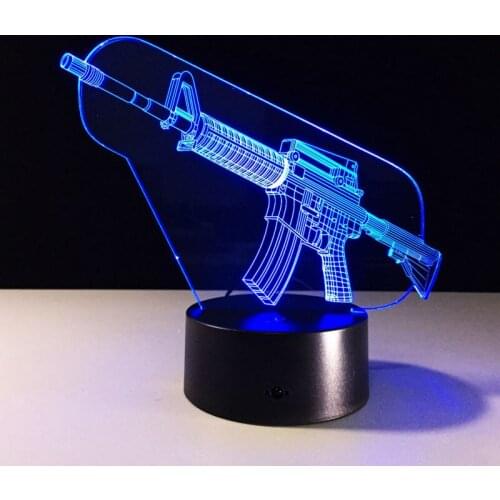 Gun Modeling 3D LED Table Lamp Acrylic Night Lights Touch Switch 7 Color Lampara Lampe for Kids Xmas Birthday Gift Home Decor