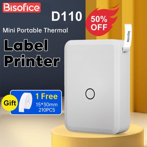 New D110 Mini Portable Thermal Label Printer Paper Roll Hangul Bluetooth Label Printer Sticker Pocket Barcode Printer