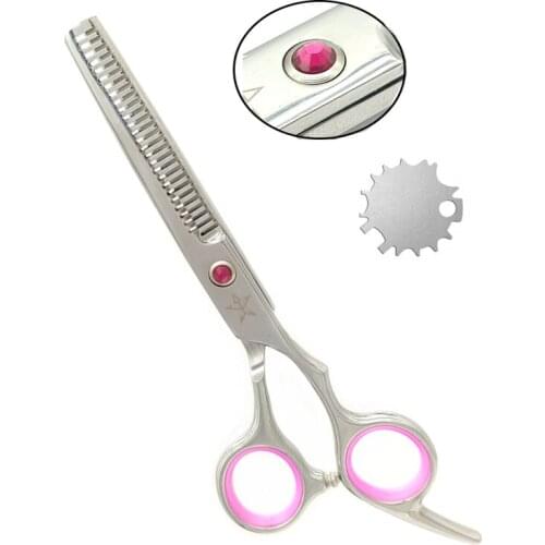Pink profesional hair scissors thinning Hairdressing tool Hair styling Shear scissors hair professional for Barbershop Salon