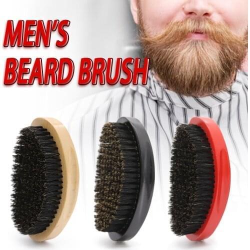 1PC Brosse Barbe Wave Brush For Men Comb Boar Bristle Crown Curved 360 Wave Wood Beard Brush Wood Beard Comb Men Shaving Tools