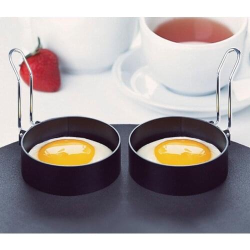 Convenience Stainless steel Metal Round Omelette Fry Egg Ring Easily Pancake Poach Mould Handle Non Stick Easy to wash