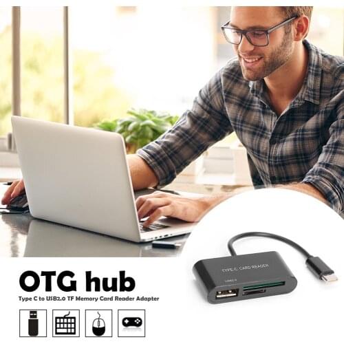 USB 3.1 Type-C to USB 2.0 Hub OTG TF Memory Card Reader Adapter Converter Cable Support for Android Phones Computers