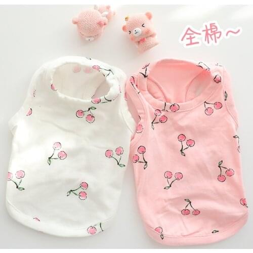 Cherry Vest Dog Clothes Cotton Dogs Small Clothing Pet Outfits Cute Spring Summer Soft Yorkies Print White Boy Ropa Para Perro