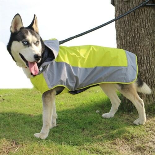 Waterproof Dog Raincoat Spring Outdoor Dog Jacket for Medium Large Dog Reflective Adjustable Hooded Pet Mountain Wear Breathable