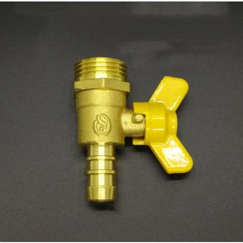 8/10/12mm Hose Barb x 1/4" 1/2" BSP Male Thread Brass 2 Way Switch Ball Valve with Butterfly Handle