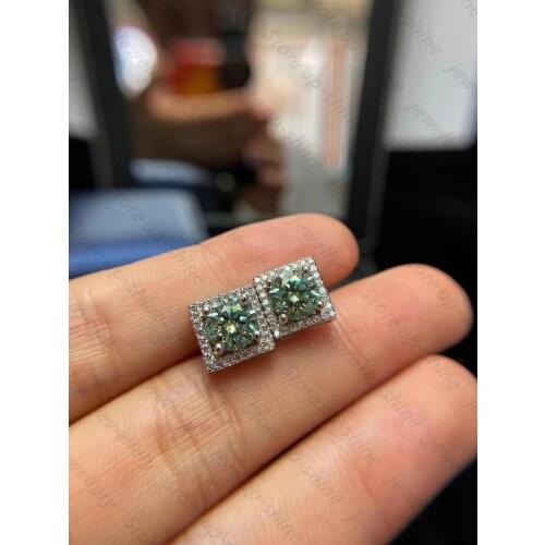 New green Moissan diamond earrings 925 silver womens earrings luxurious atmosphere