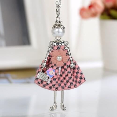 New Arrival Dress Flower Doll Necklace for Women Long Chain Sweater Statement necklaces & pendants