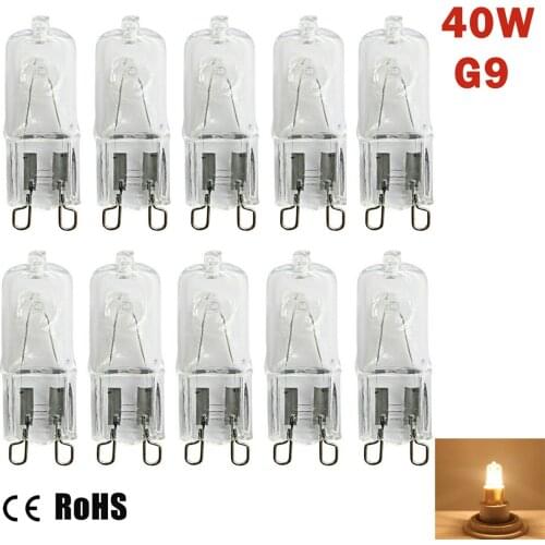 10pcs 40W G9 Halogen Bulb Halogen Bulb Pin Base Tungsten Bulb Warm White Globe Lamp