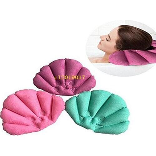 2019 free shipping Soft Bathroom Pillow Home Comfortable Spa Inflatable Bath Cups Shell Shaped Neck Bathtub Cushion Bathroom Acc