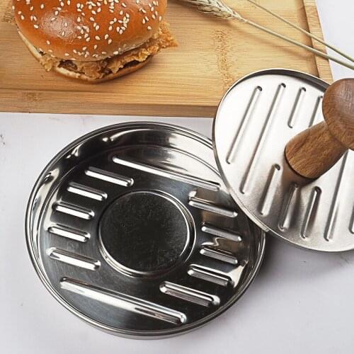 304 Stainless Steel Hamburger Press Round Meat Press Pie Press Plastic Handle Hamburger Press