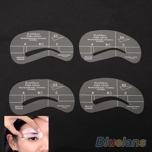 4pcs/set Styles Grooming Stencil Kit Make Up MakeUp Shaping DIY Beauty Eyebrow Template Stencils Tools Accessories MK01-1