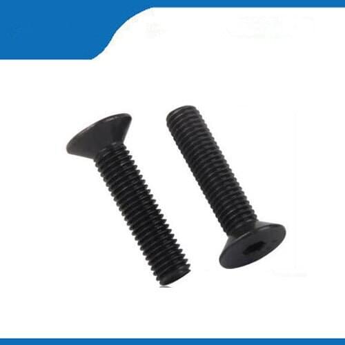 Free shipping 50PCS M3*20 steel flat head bolt allen screws countersunk screw inner hexagon slot bolts Black Hexagon Socket