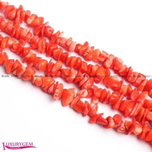 High Quality 10-14mm Orange Color Natural Coral Stone Gravel Chip Shape Loose Beads Strand 16" Jewelry Making w3837