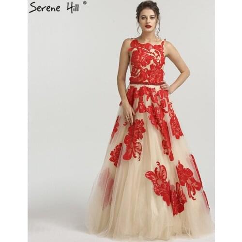 Long Arabic Red Lace Formal Evening Prom Party Gown Dress Abiye Gowns Dresses Avondjurken Gala Jurken 2020 BLA6218