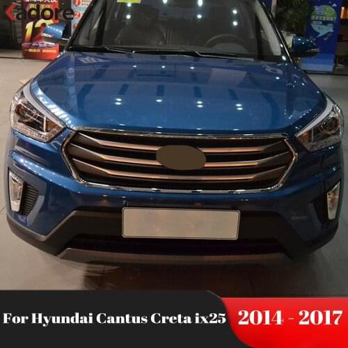 For Hyundai Cantus Creta ix25 2014 2015 2016 2017 Chrome Front Mesh Vent Racing Grille Grills bumper Cover Accessories Styling