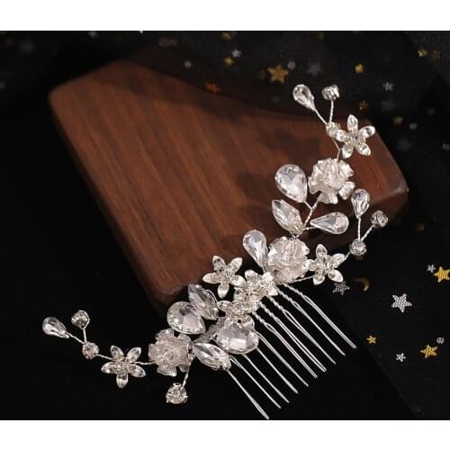 Silver Color Crystal Flower Hair Comb Hair Accessories For Women Wedding Accessories Decoration For Hair