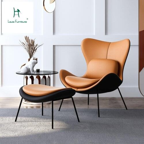 Louis Fashion Lazy Lounge Chair Nordic Technology Leather Single Sofa Italian Tiger Living Room