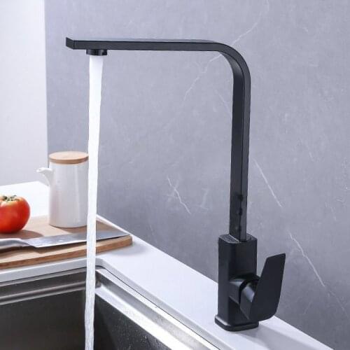 Kitchen Sink Hot and Cold Sink Household Mixed Water Black Paint Square Zinc Alloy Copper Bottom Sink Faucet