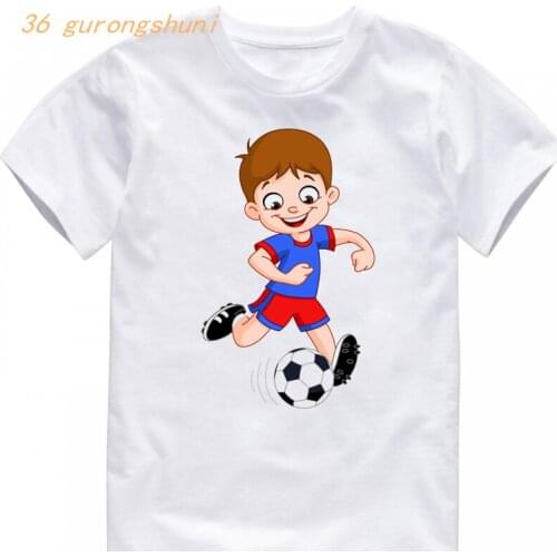Summer tshirt girl soccer boy cartoon t shirt cute girls tops football player kids clothes boys t shirts funny children t-shirts