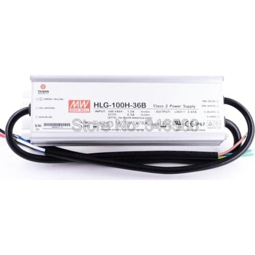 MEANWELL HLG-100H-36B 36V 2.65A Meanwell HLG-100H 36V 95.4W Single Output LED Driver Power Supply for CXB3590 LED Array
