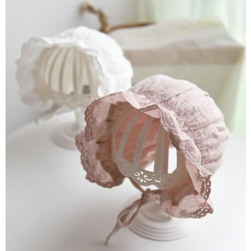 Pure Cotton 4 Seasons Baby Hat Spring/Autumn 2-8 Months Girl Baby Princess Hat Newborn Fetal Hat Ear Protection Girl Palace Hat