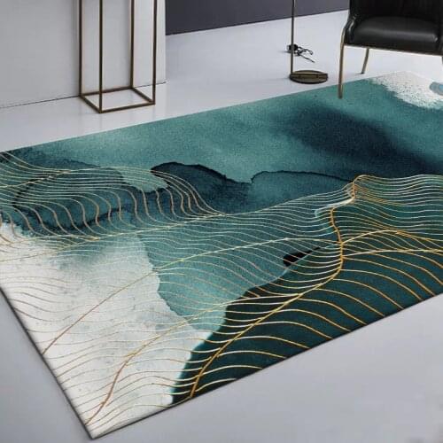 New Chinese fashion Gold line green abstract Ink Hotel living room Non-slip carpet bedroom kitchen Bedside Crystal velvet carpet