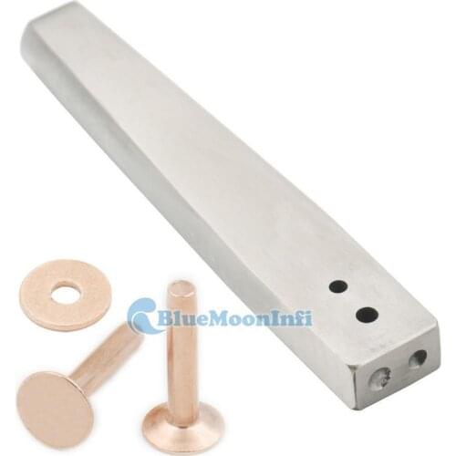 One Burrs Setter Tool Fasteners Permanent and 6 Pcs Solid Red Copper Rivets Gauge Tack 5 Size Choice