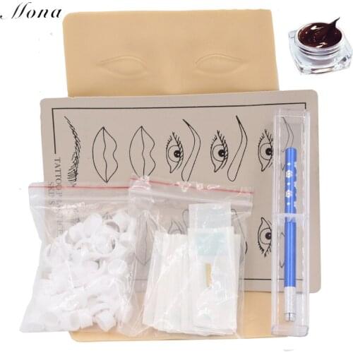 Professional beginner beauty use permanent makeup microblading kit with tattoo paste and manual pen/10pcs blades free shipping