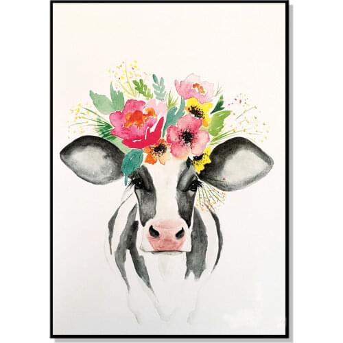Nordic Posters and Prints Art Scandinavian Pop Abstract Deer Cow Cuadros Decorativos Oil Painting Canvas Picture for Home Decor