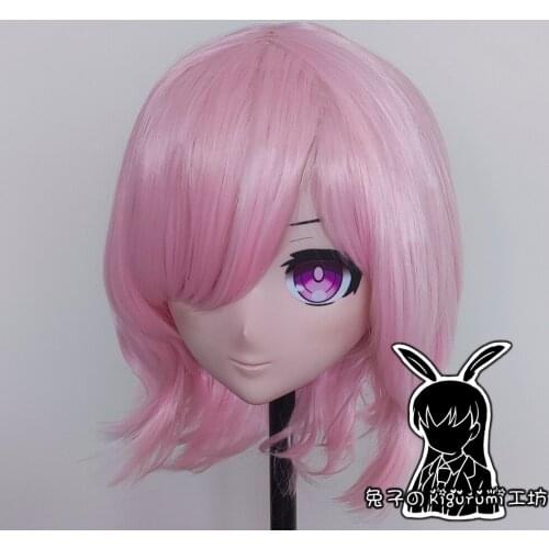 RB7203)Full Head Quality Handmade Female/Girl Resin Japanese Anime Cartoon Character Cosplay Mash Kyrielight Kigurumi Mask