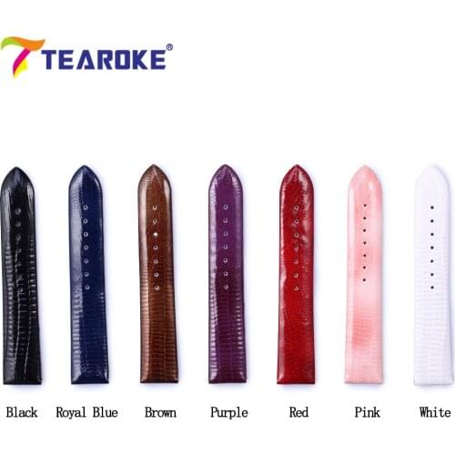 TEAROKE 7 Colors Patent Leather Women Watchband 12mm 14mm 16mm 18mm 20mm 22mm Design Lizard Pattern Red Replacement Band Strap