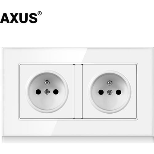 AXUS EU French standard Wall Power Socket,Multi-Piece Crystal Glass Panel,Bedroom Socket,AC 110-250V 16A146*86mm Plug Grounding