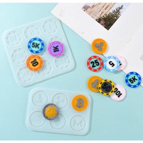 DIY Crystal Epoxy Resin Mold Commemorative Coin Mold Entertainment Game Digital Chip Collection Silicone Mold