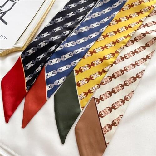 Silk Headbands for Women Long Skinny Ribbon Chain Solider Hair Tie Hander Bag Wirst Belt Bandana Wrap Girls Hair Accessories