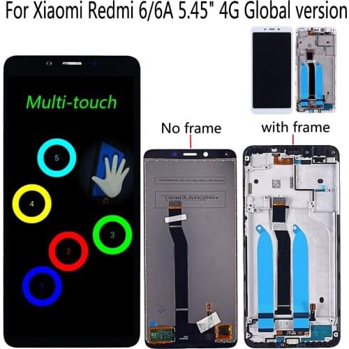 ShyuedaFor Xiaomi Redmi 6/6A 5.45" 4G M1804C3CG M1804C3CT M1804C3CH M1804C3CC M1804C3CE LCD Display Touch Screen Digitizer Frame