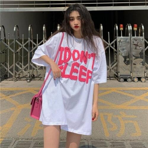 Women Oversized 4XL Pink Letter Short-Sleeved T-Shirt Y2K Tops 2021 Summer Black Korean Fashion Cotton Harajuku Graphic Tee Girl