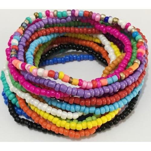 OMY Bohemian Charm Multi Layeredmm Bracelets For Women Boho adjustable 3mm Seed Beads Bracelets Jewelry Gift beach accessories