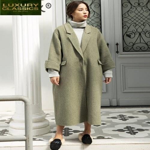 Size Elegant Winter Plus Coat Female Autumn Clothes 2021 Korean Wool Coats Women Long Woolen Jacket Ladies Hiver 112501